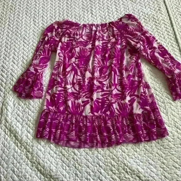 I-N-C Pink Purplish Sheet‎ Flowered Blouse - Small - Picture 2 of 3
